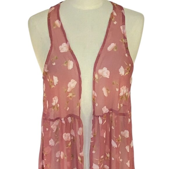 Lauren Conrad Sheer Floral Duster Kimono Cover-up Cottagecore Boho Hippie-OS - Picture 2 of 11